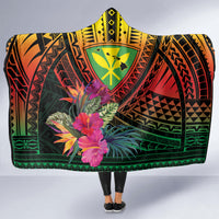 Hawaii Kanaka Maoli Flag Day Hooded Blanket Tropical Flowers LT01 - Polynesian Pride