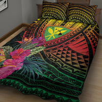 Hawaii Kanaka Maoli Flag Day Quilt Bed Set Tropical Flowers