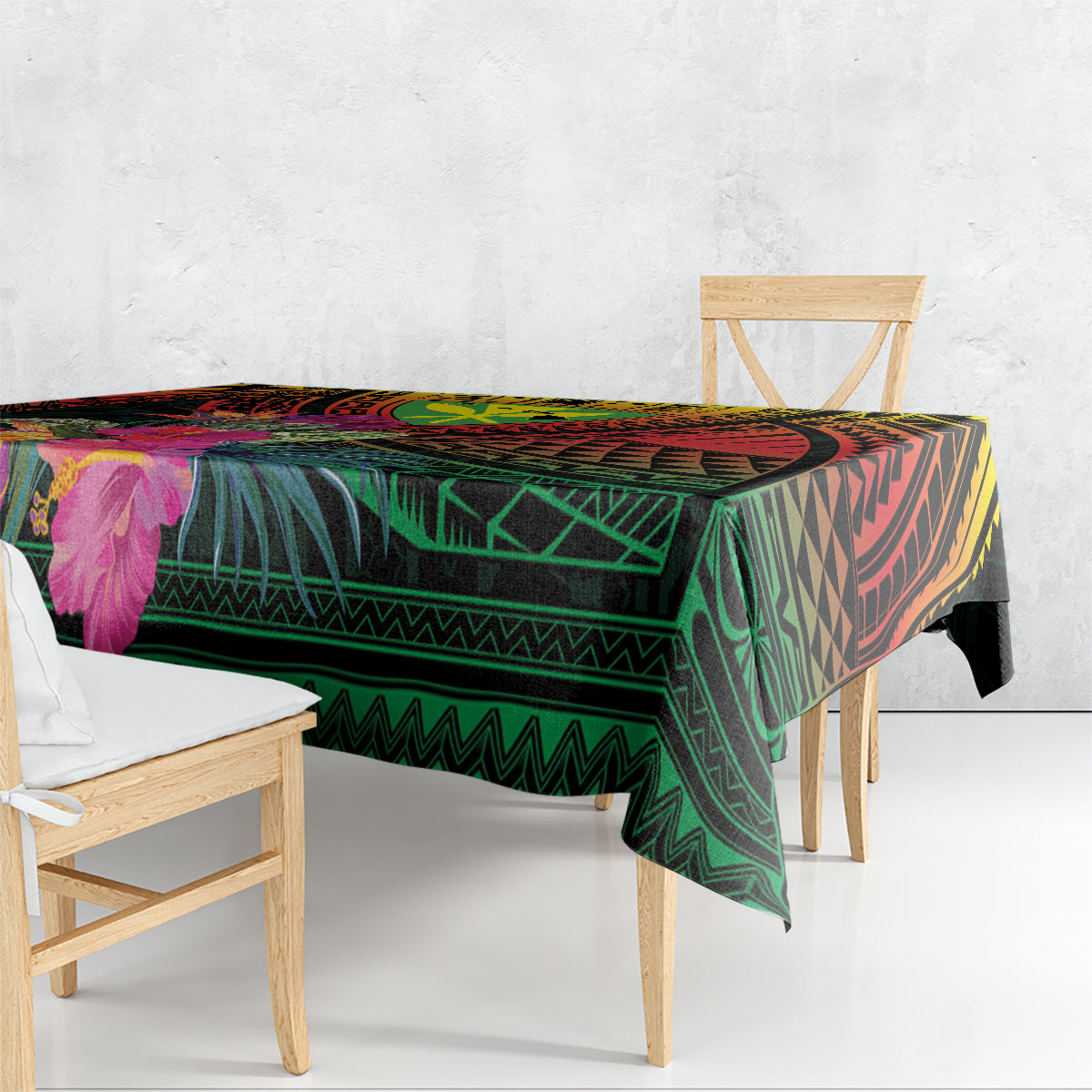 Hawaii Kanaka Maoli Flag Day Tablecloth Tropical Flowers