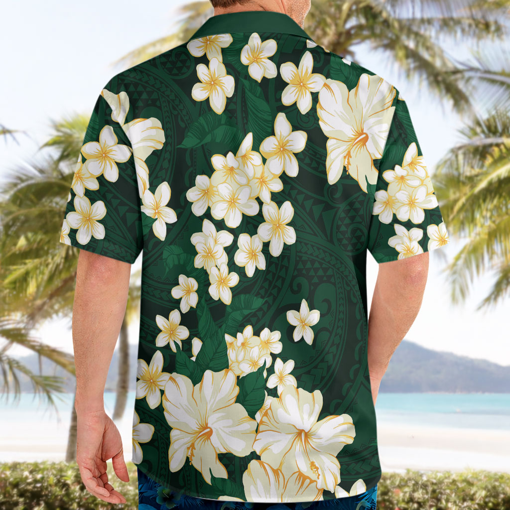 Hawaii Hibiscus Plumeria Green Hawaiian Shirt Polynesian Pattern LT01 - Polynesian Pride