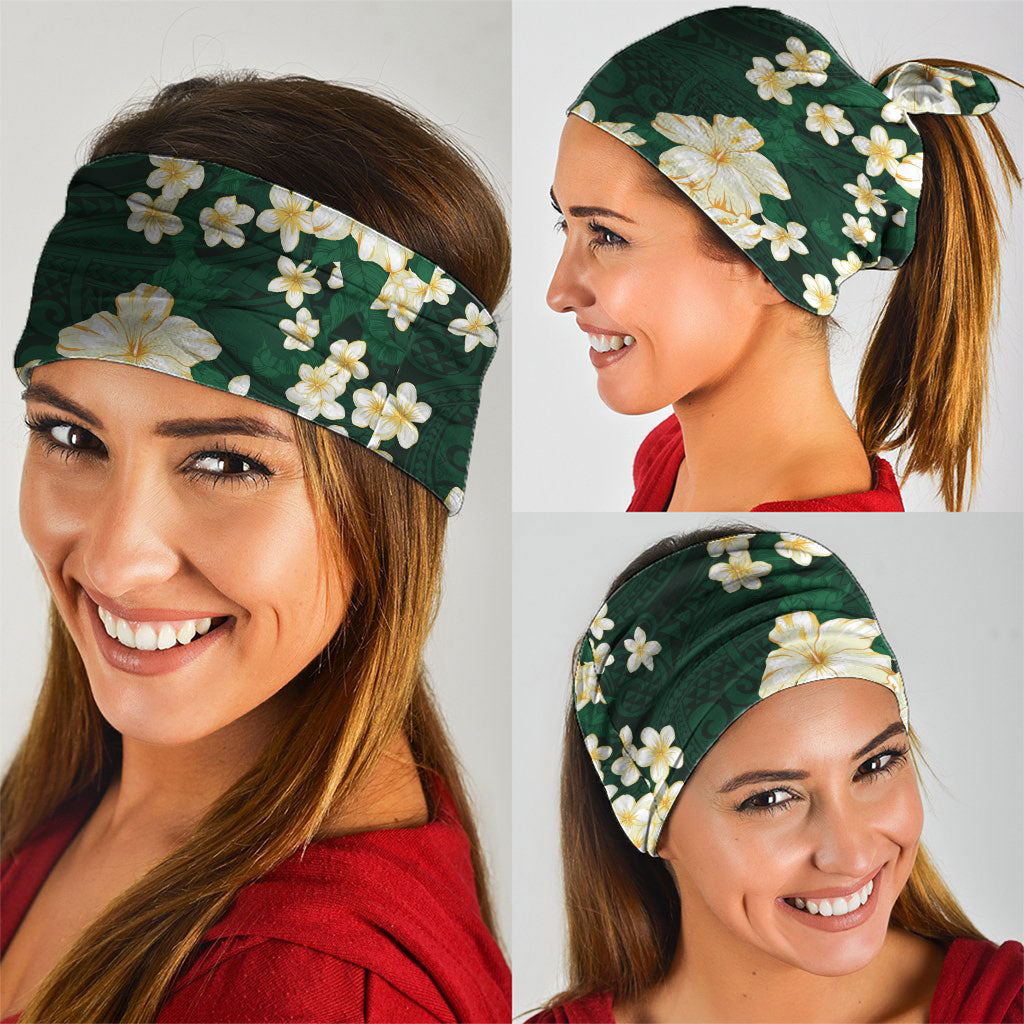 Hawaii Hibiscus Plumeria Green Neck Gaiter Polynesian Pattern LT01 - Polynesian Pride