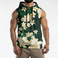 Hawaii Hibiscus Plumeria Green Sleeveless Hoodie Polynesian Pattern LT01 - Polynesian Pride