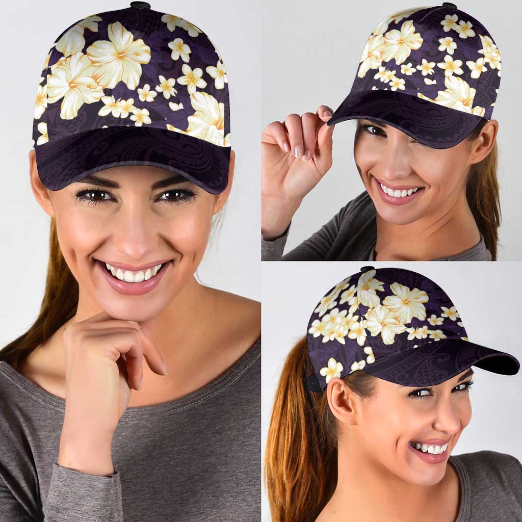 Hawaii Hibiscus Plumeria Purple Classic Cap Polynesian Pattern LT01 - Polynesian Pride