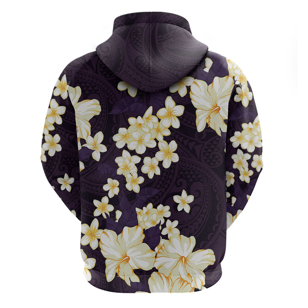 Hawaii Hibiscus Plumeria Purple Hoodie Polynesian Pattern LT01 - Polynesian Pride