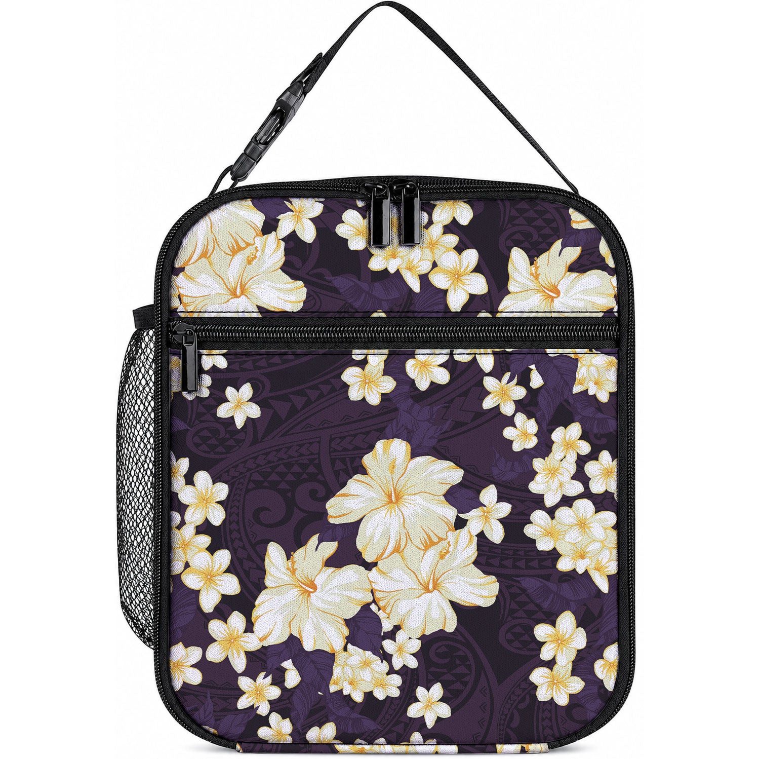 Hawaii Hibiscus Plumeria Purple Lunch Bag Polynesian Pattern LT01 10.2 × 8.3 × 4.3 inch Purple - Polynesian Pride
