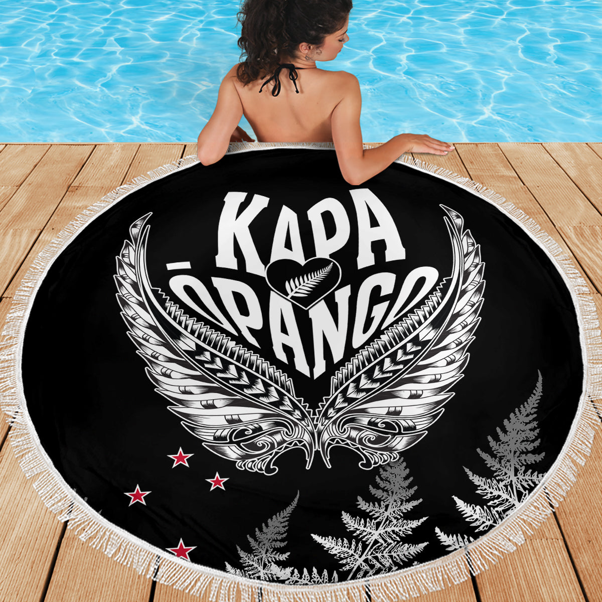 New Zealand Rugby Beach Blanket NZ Opango Forever Silver Fern Heart LT01 - Wonder Print Shop