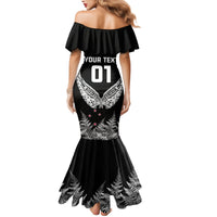 Custom New Zealand Rugby Family Matching Mermaid Dress and Hawaiian Shirt NZ Opango Forever Silver Fern Heart LT01 - Polynesian Pride