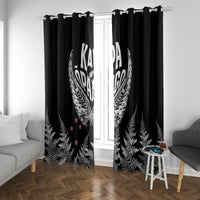 New Zealand Rugby Window Curtain NZ Opango Forever Silver Fern Heart LT01 With Grommets Black - Polynesian Pride