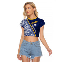 Nauru Independence Day Raglan Cropped T Shirt Repubrikin Naoero Gods Will First LT01 Female Blue - Polynesian Pride