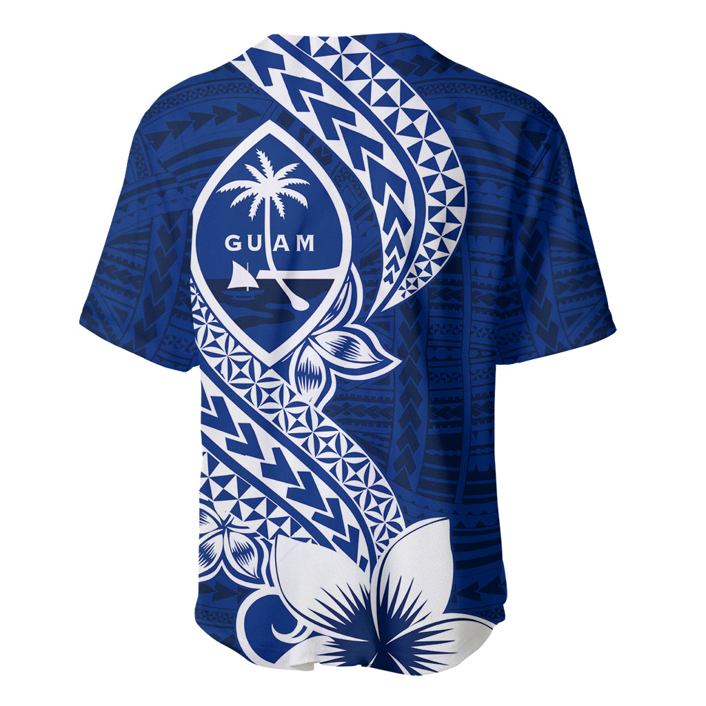 Hafa Adai Guam Baseball Jersey Polynesian Floral Blue Pattern LT01 - Polynesian Pride