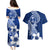 Hafa Adai Guam Couples Matching Puletasi Dress and Hawaiian Shirt Polynesian Floral Blue Pattern LT01 - Polynesian Pride