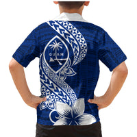 Hafa Adai Guam Family Matching Mermaid Dress and Hawaiian Shirt Polynesian Floral Blue Pattern LT01 - Polynesian Pride