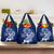 Hafa Adai Guam Grocery Bag Polynesian Floral Blue Pattern