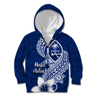 Hafa Adai Guam Kid Hoodie Polynesian Floral Blue Pattern LT01 Zip Hoodie Blue - Polynesian Pride