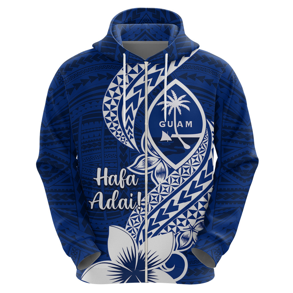 Hafa Adai Guam Zip Hoodie Polynesian Floral Blue Pattern LT01 - Polynesian Pride