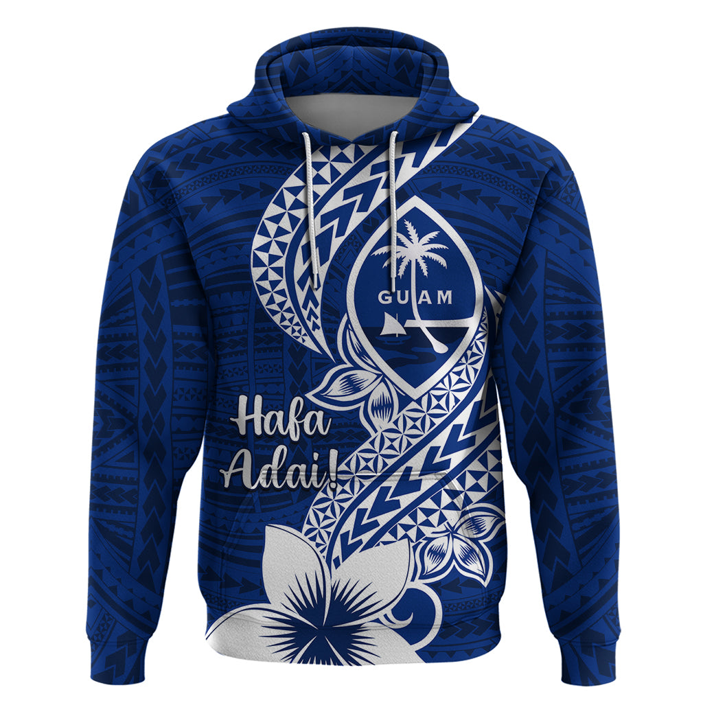 Hafa Adai Guam Zip Hoodie Polynesian Floral Blue Pattern LT01 Pullover Hoodie Blue - Polynesian Pride