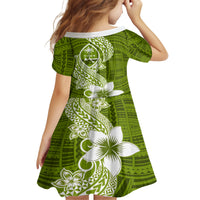 Hafa Adai Guam Family Matching Off Shoulder Short Dress and Hawaiian Shirt Polynesian Olive Green Blue Pattern LT01 - Polynesian Pride