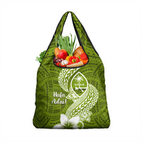Hafa Adai Guam Grocery Bag Polynesian Olive Green Blue Pattern