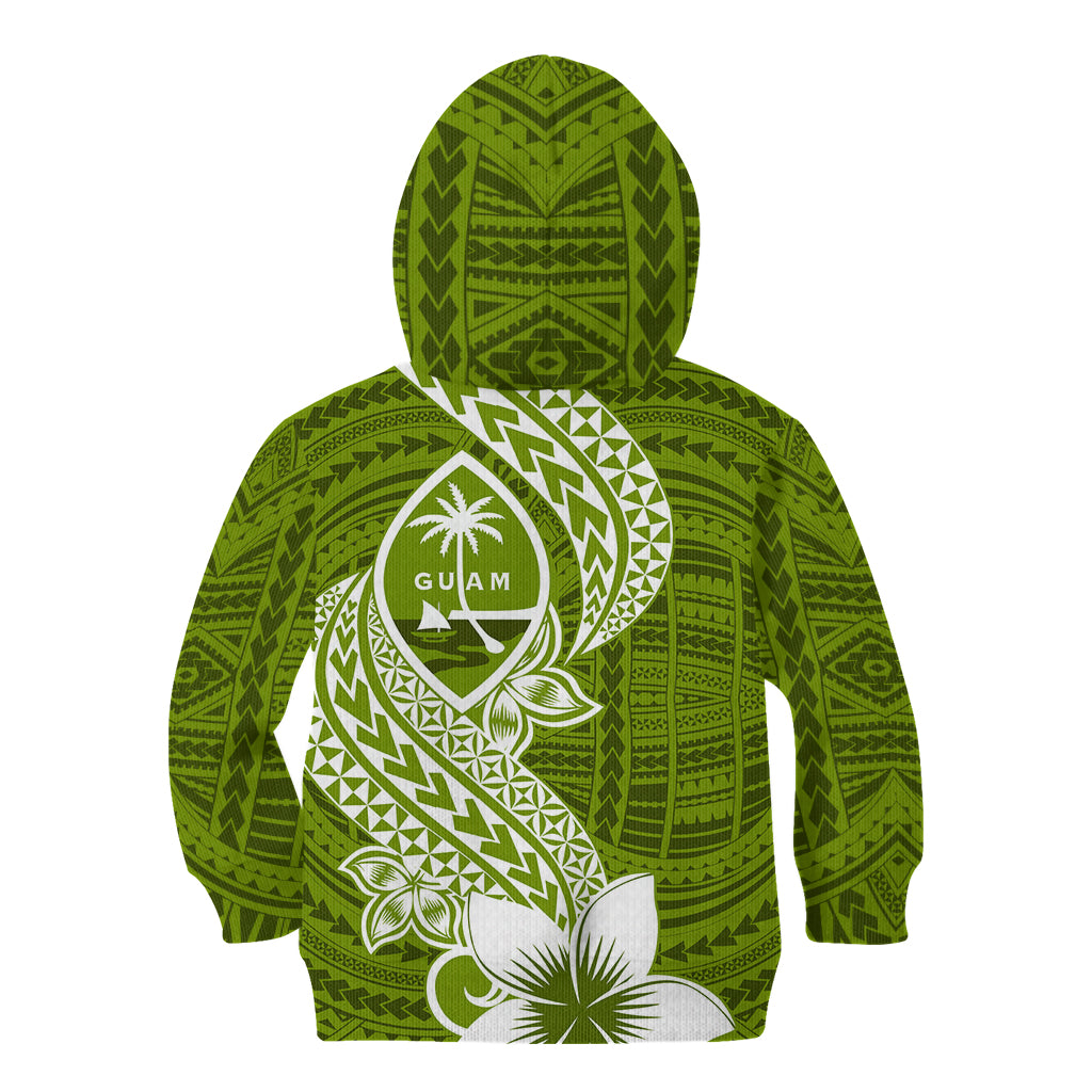 Hafa Adai Guam Kid Hoodie Polynesian Olive Green Blue Pattern LT01 - Polynesian Pride