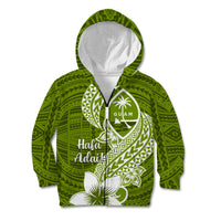 Hafa Adai Guam Kid Hoodie Polynesian Olive Green Blue Pattern LT01 Zip Hoodie Green - Polynesian Pride