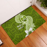 Hafa Adai Guam Rubber Doormat Polynesian Olive Green Blue Pattern LT01 Green - Polynesian Pride