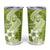 Hafa Adai Guam Tumbler Cup Polynesian Olive Green Blue Pattern