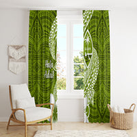Hafa Adai Guam Window Curtain Polynesian Olive Green Blue Pattern LT01 - Polynesian Pride