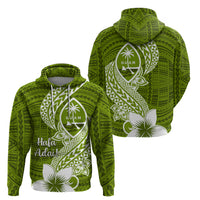 Hafa Adai Guam Zip Hoodie Polynesian Olive Green Blue Pattern LT01 - Polynesian Pride