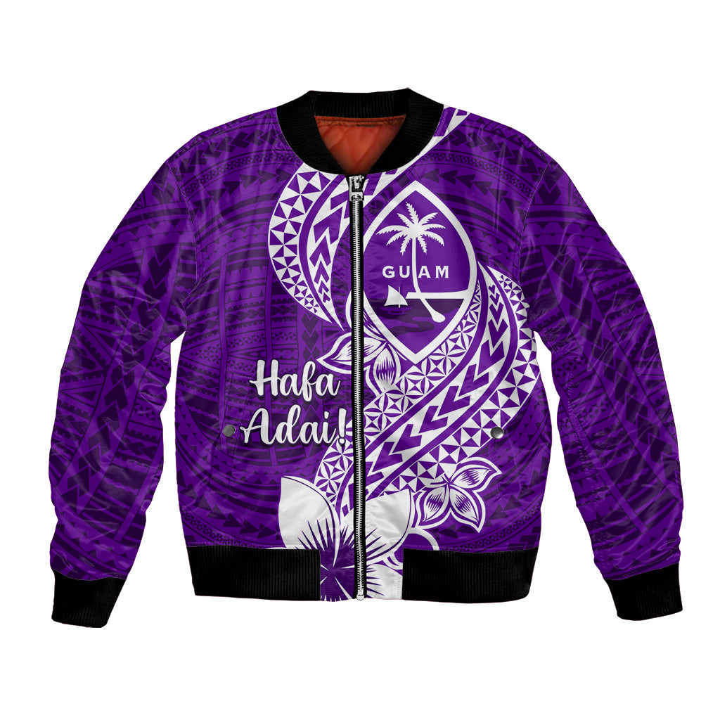 Hafa Adai Guam Bomber Jacket Polynesian Floral Purple Pattern LT01 Unisex Purple - Polynesian Pride