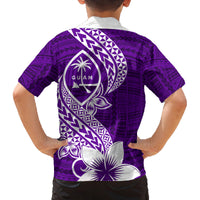 Hafa Adai Guam Family Matching Off Shoulder Short Dress and Hawaiian Shirt Polynesian Floral Purple Pattern LT01 - Polynesian Pride
