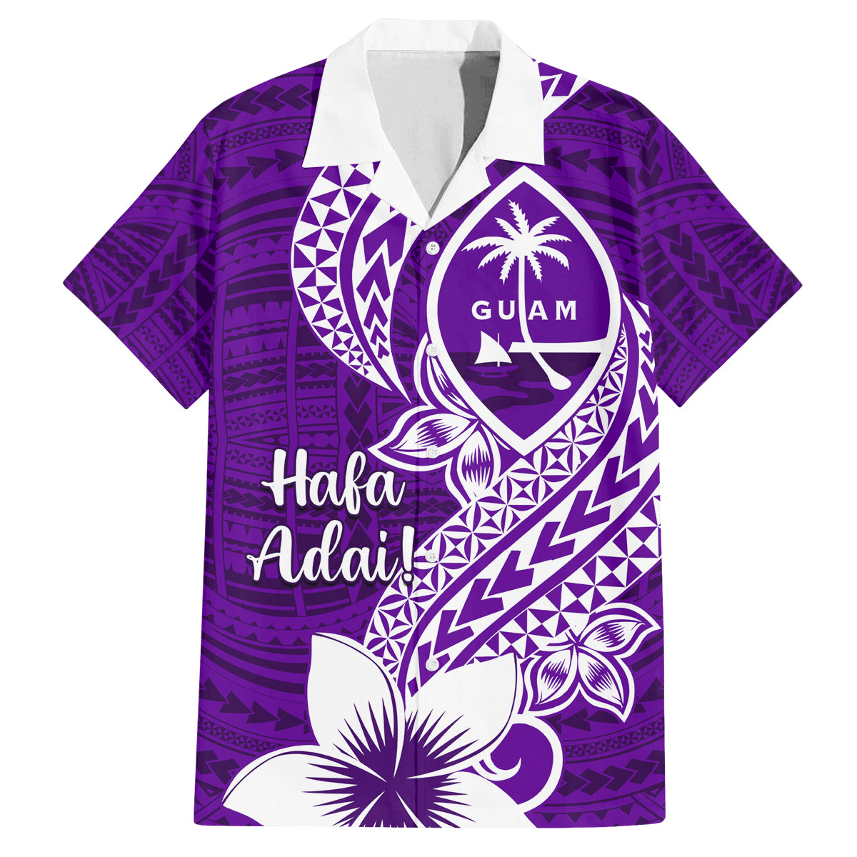 Hafa Adai Guam Family Matching Puletasi Dress and Hawaiian Shirt Polynesian Floral Purple Pattern LT01 Dad's Shirt - Short Sleeve Purple - Polynesian Pride