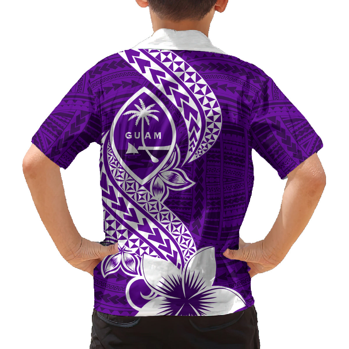Hafa Adai Guam Family Matching Tank Maxi Dress and Hawaiian Shirt Polynesian Floral Purple Pattern LT01 - Polynesian Pride