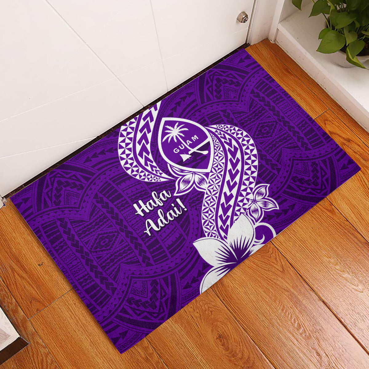 Hafa Adai Guam Rubber Doormat Polynesian Floral Purple Pattern LT01 Purple - Polynesian Pride