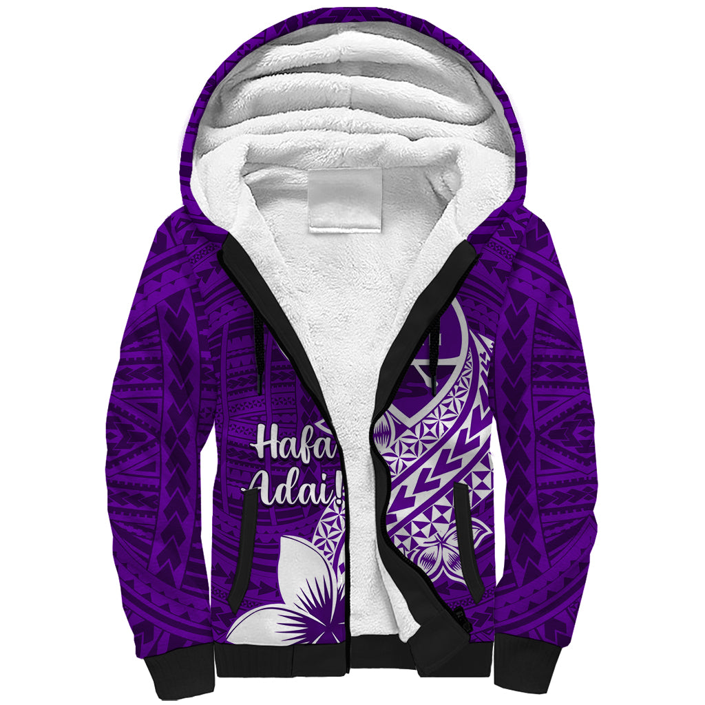Hafa Adai Guam Sherpa Hoodie Polynesian Floral Purple Pattern LT01 Unisex Purple - Polynesian Pride