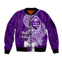Hafa Adai Guam Sleeve Zip Bomber Jacket Polynesian Floral Purple Pattern LT01 Unisex Purple - Polynesian Pride