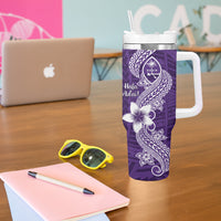 Hafa Adai Guam Tumbler With Handle Polynesian Floral Purple Pattern