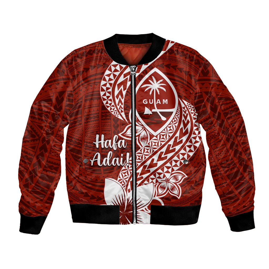 Hafa Adai Guam Bomber Jacket Polynesian Floral Red Pattern LT01 Unisex Red - Polynesian Pride