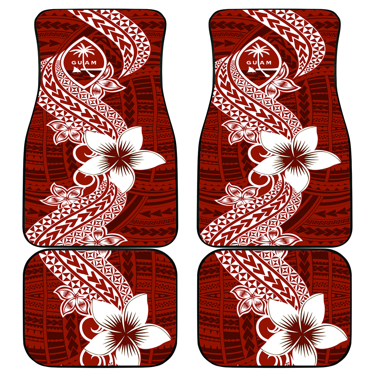 Hafa Adai Guam Car Mats Polynesian Floral Red Pattern LT01 Red - Polynesian Pride
