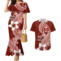 Hafa Adai Guam Couples Matching Mermaid Dress and Hawaiian Shirt Polynesian Floral Red Pattern LT01 Red - Polynesian Pride