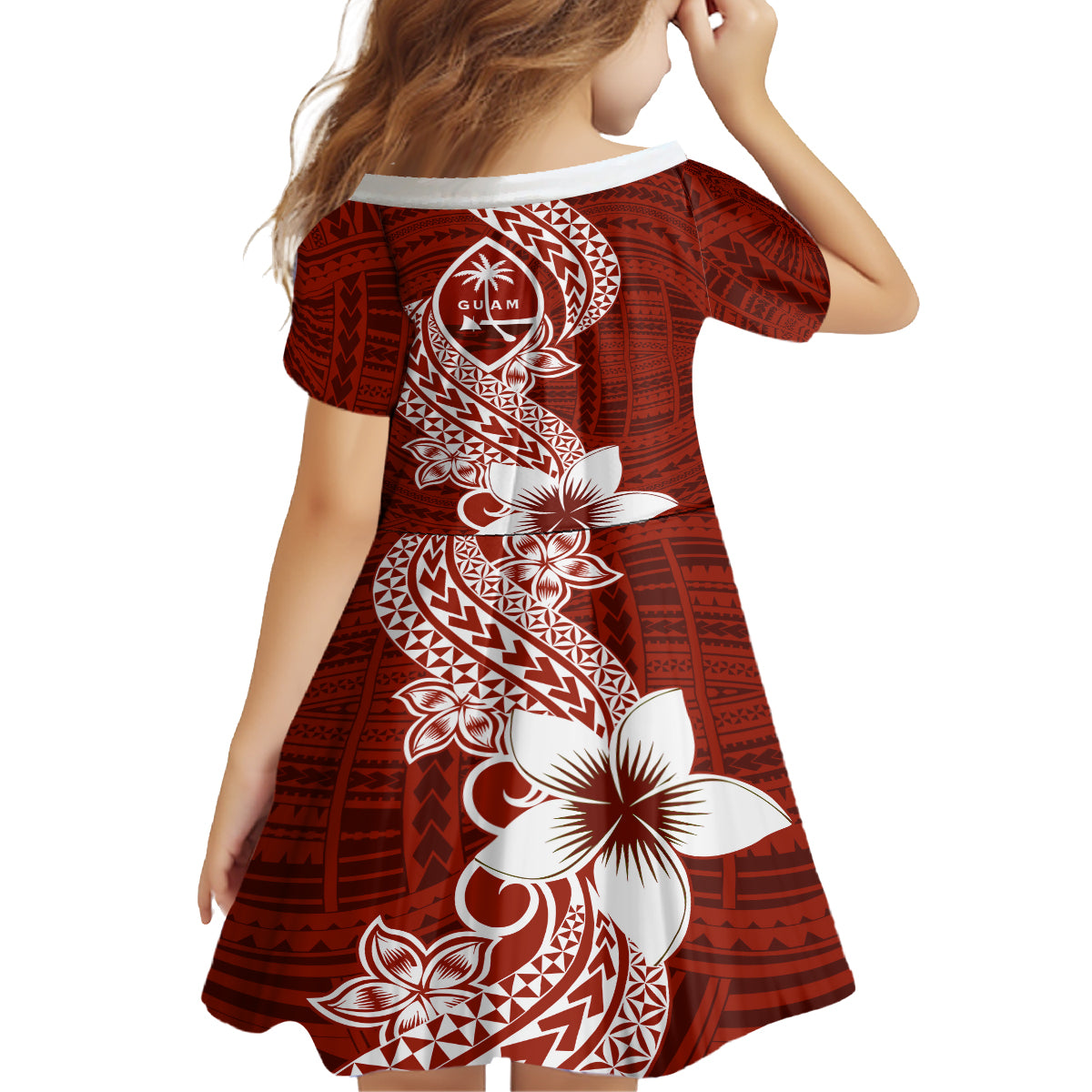 Hafa Adai Guam Family Matching Off Shoulder Maxi Dress and Hawaiian Shirt Polynesian Floral Red Pattern LT01 - Polynesian Pride