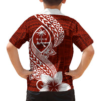 Hafa Adai Guam Family Matching Tank Maxi Dress and Hawaiian Shirt Polynesian Floral Red Pattern LT01 - Polynesian Pride