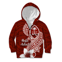 Hafa Adai Guam Kid Hoodie Polynesian Floral Red Pattern LT01 Zip Hoodie Red - Polynesian Pride