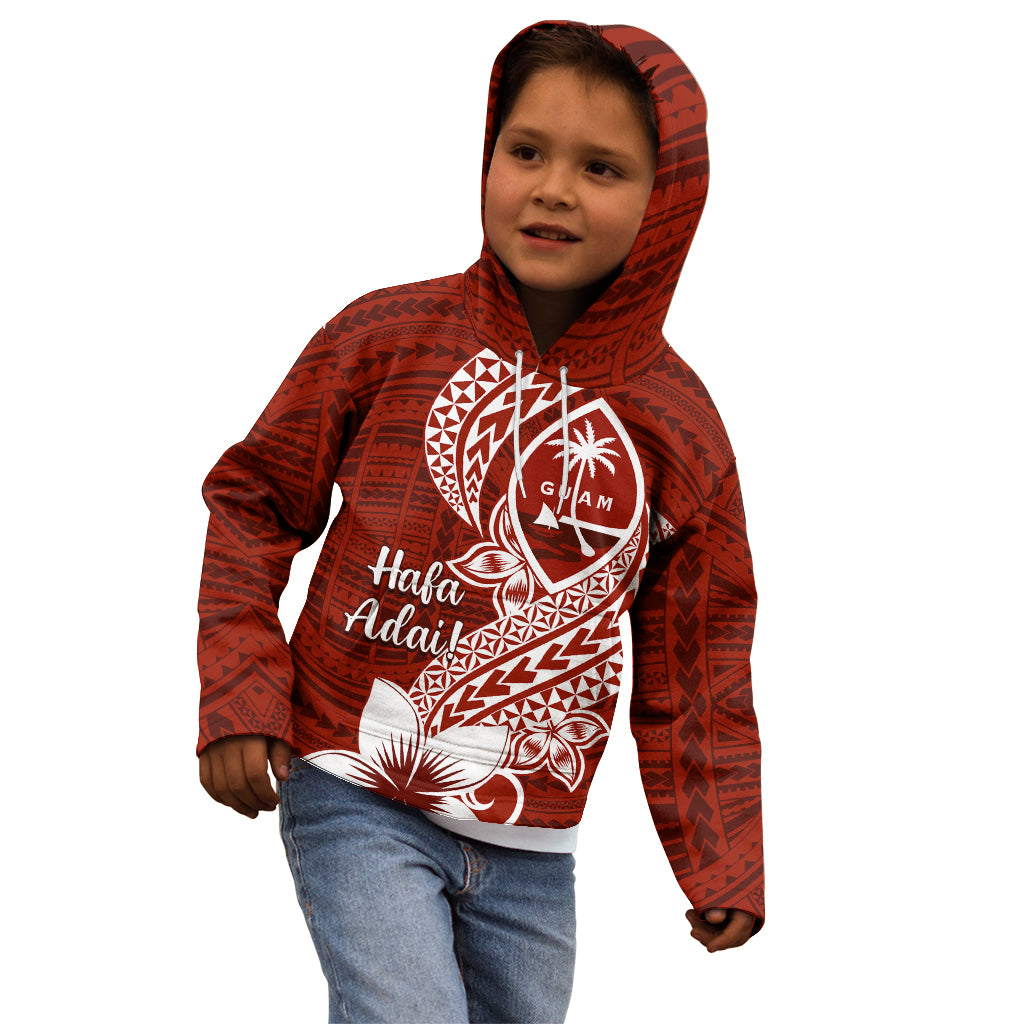 Hafa Adai Guam Kid Hoodie Polynesian Floral Red Pattern LT01 - Polynesian Pride