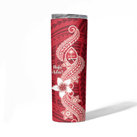 Hafa Adai Guam Skinny Tumbler Polynesian Floral Red Pattern