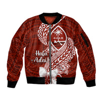Hafa Adai Guam Sleeve Zip Bomber Jacket Polynesian Floral Red Pattern LT01 Unisex Red - Polynesian Pride