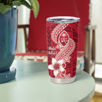 Hafa Adai Guam Tumbler Cup Polynesian Floral Red Pattern