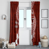 Hafa Adai Guam Window Curtain Polynesian Floral Red Pattern LT01 - Polynesian Pride