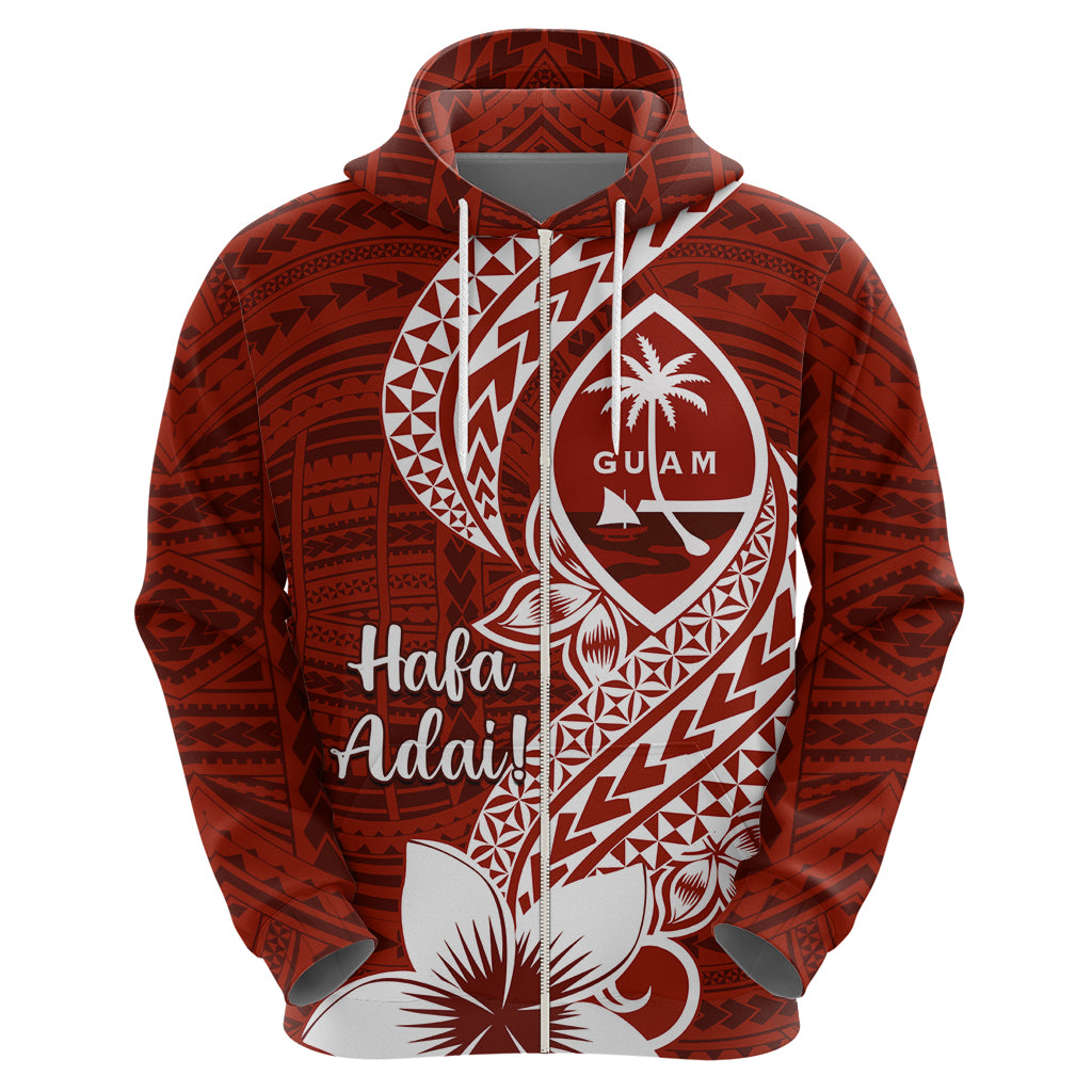 Hafa Adai Guam Zip Hoodie Polynesian Floral Red Pattern LT01 - Polynesian Pride