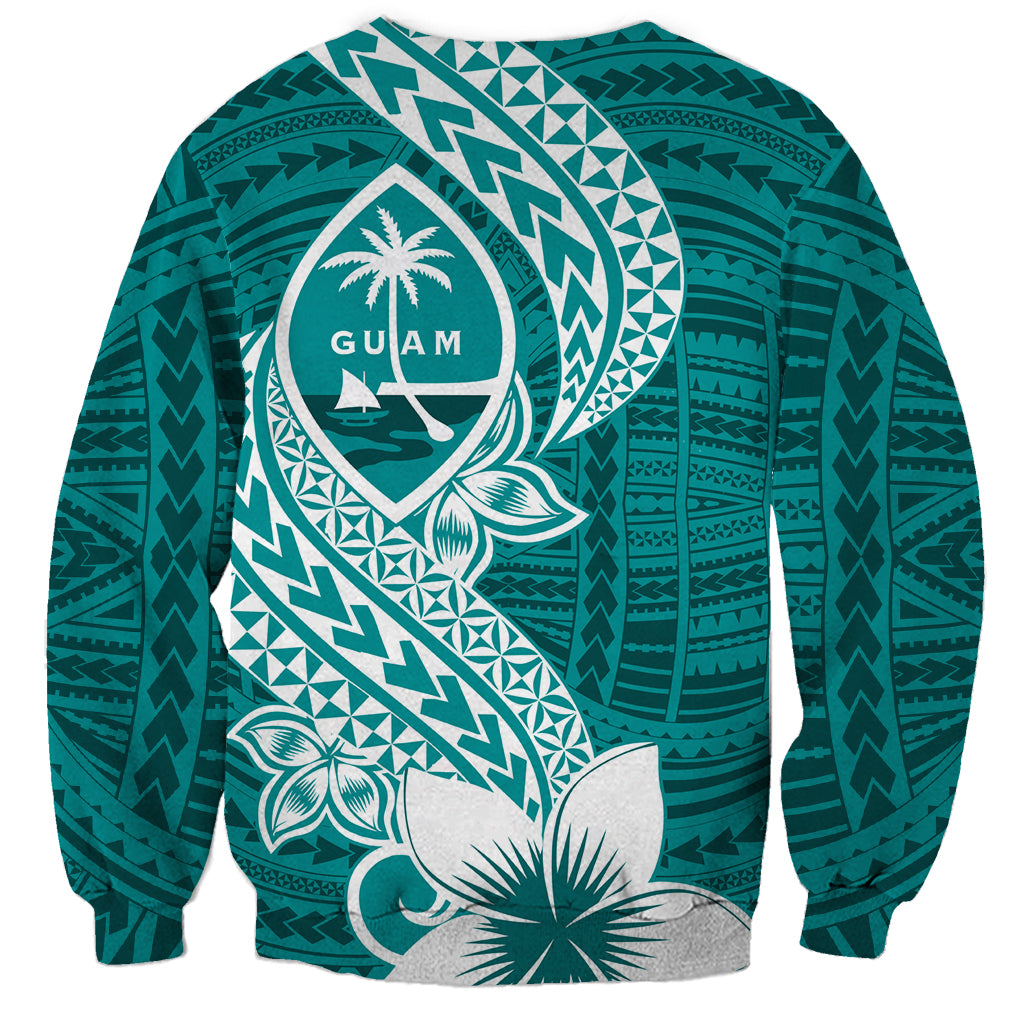 Hafa Adai Guam Sweatshirt Polynesian Floral Teal Pattern LT01 - Polynesian Pride