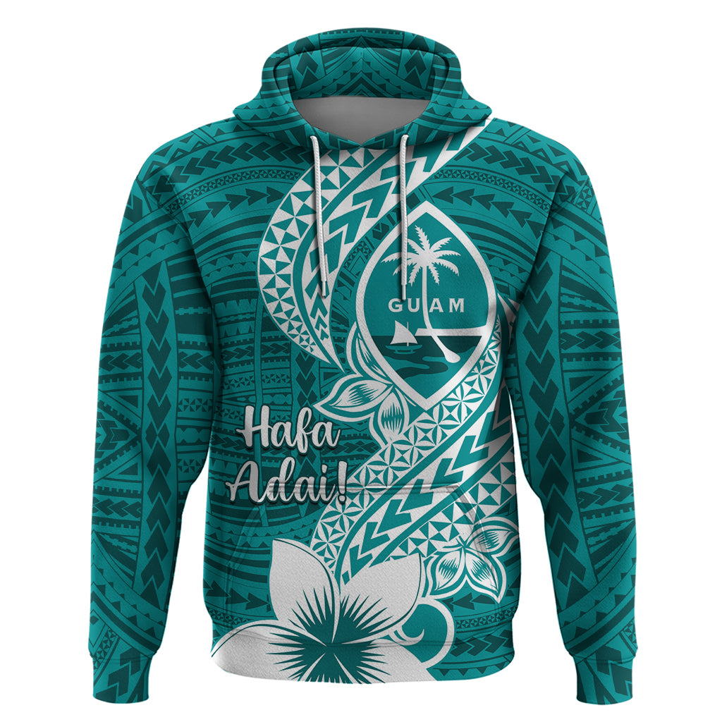 Hafa Adai Guam Zip Hoodie Polynesian Floral Teal Pattern LT01 Pullover Hoodie Teal - Polynesian Pride